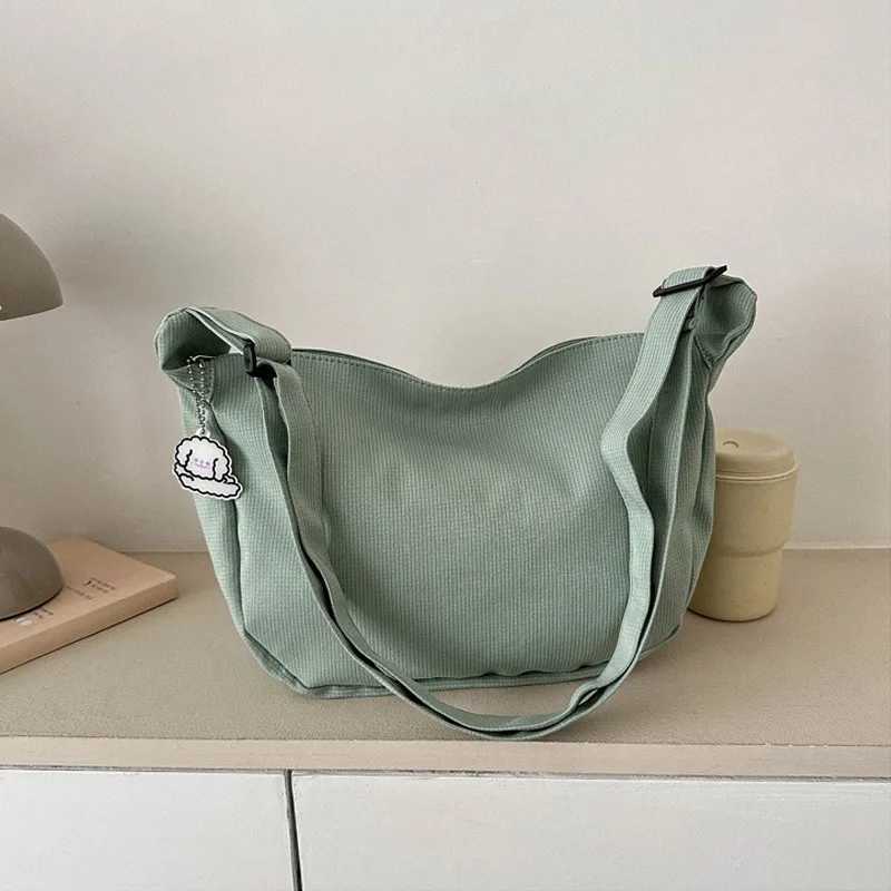 1PC Large Capacity Solid Color Canvas Shoulder Bag Fashion Casual Crossbody Bag Z250225