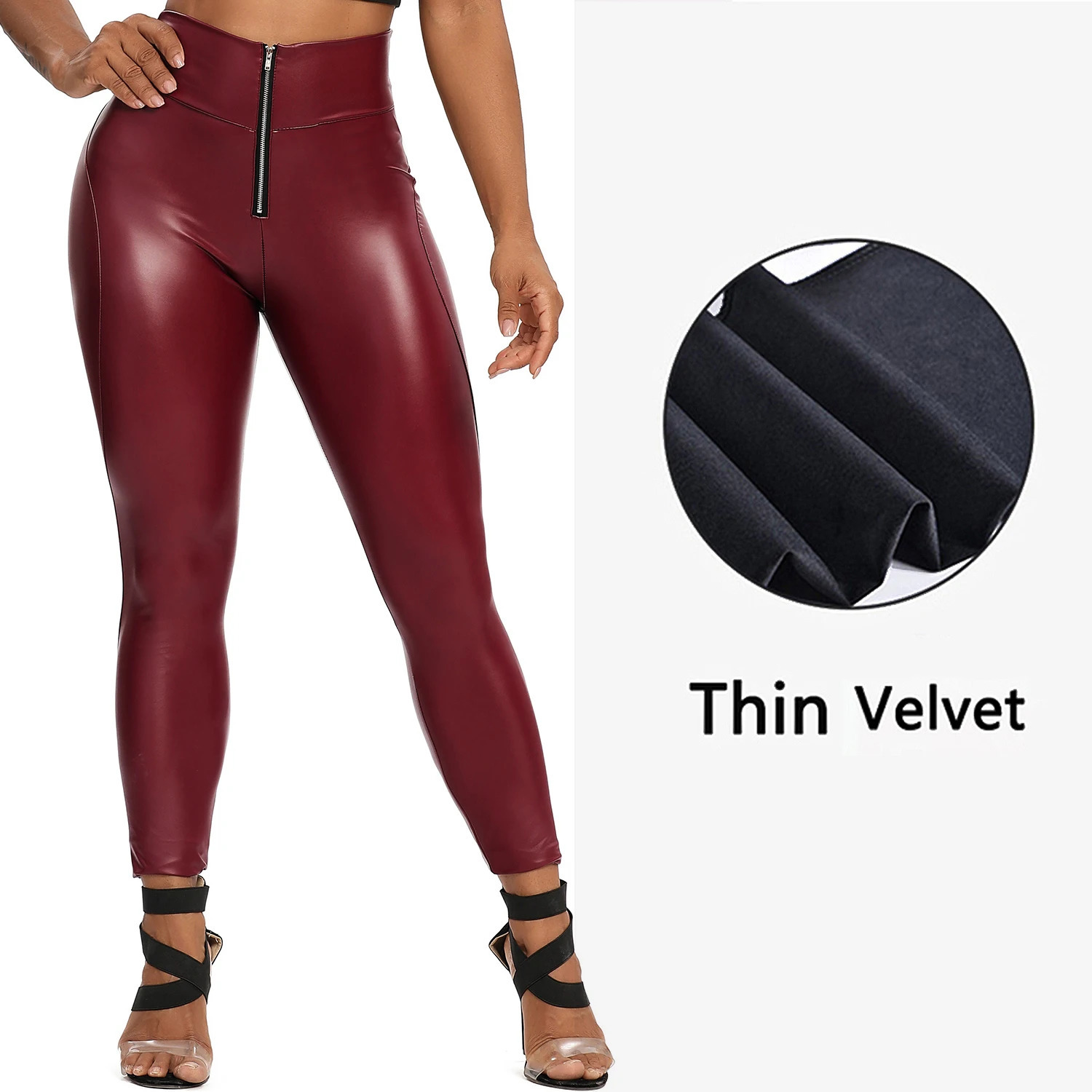 High Waist Zipper Pu Leggings For Women Black Push Up Leggins Lady Sexy Booty Stretch Slim Sport Pants Pu Leather Legging Female 250224