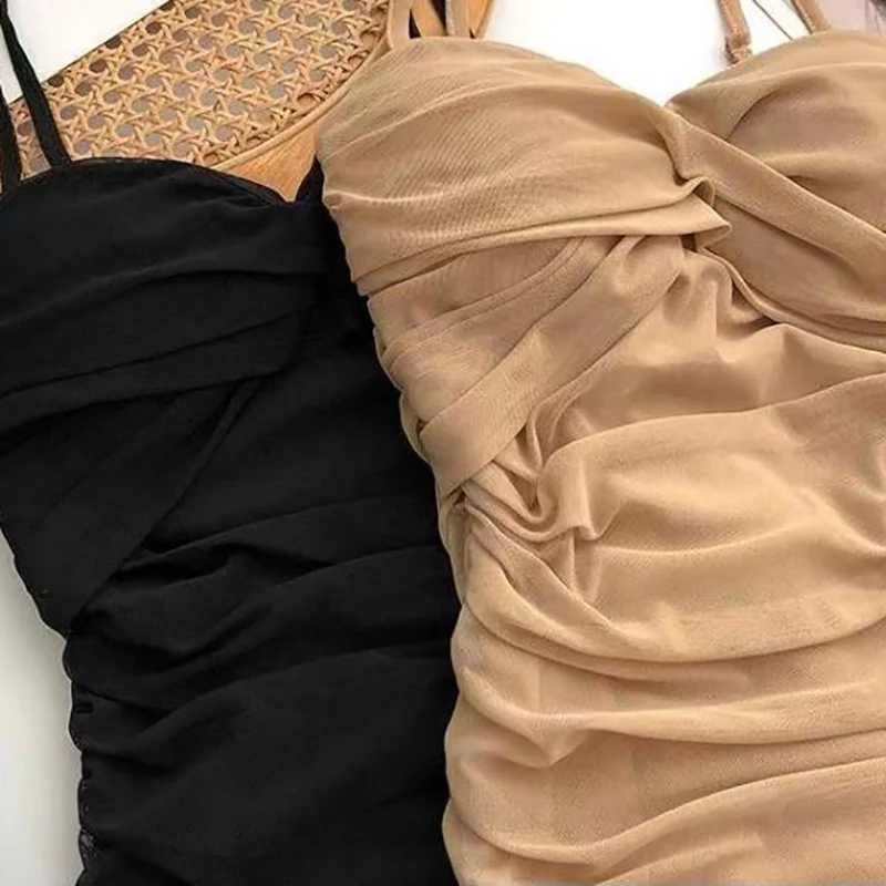 Dresses Women Sexy Club Shirring Design Summer Leisure Lady Mini Straps DressXJ250224
