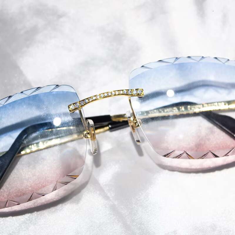 Wholesale New Custom Hip Hop Rimless Dia Men Iced Out Moissanite Sunglasses Women