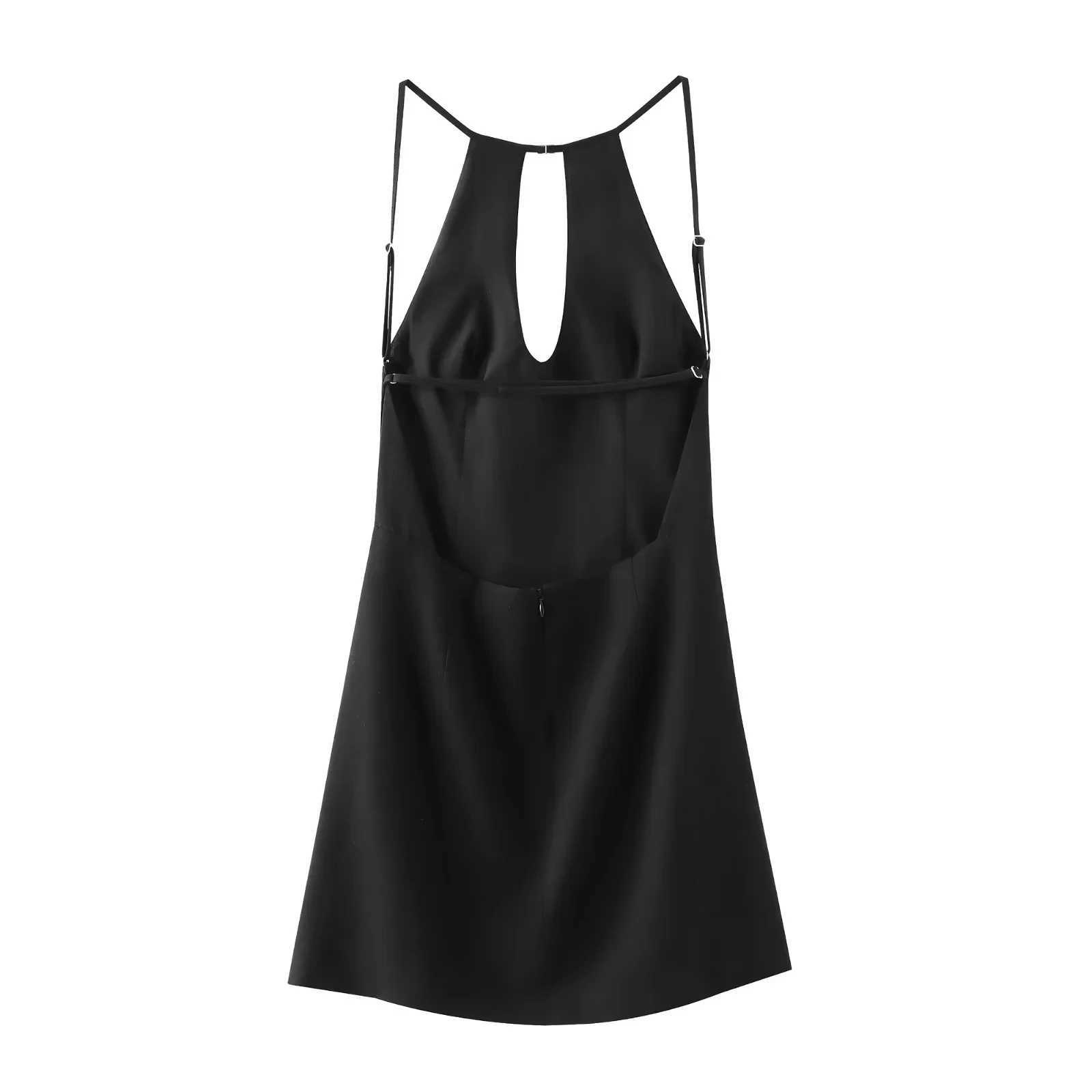 TR Halter Black Mini Dress Off Shoulder Cut Out Short Dresses Women Sveless Slip Summer Dress Backless Sexy Party DressesXJ250224