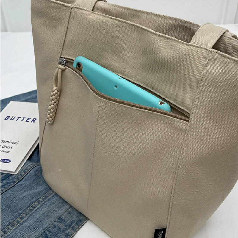 Casual Minimalist Shoulder Bag Large Capacity Niche Solid Handbag High Quality Preppy Style Commuting Versatile Canvas 250221