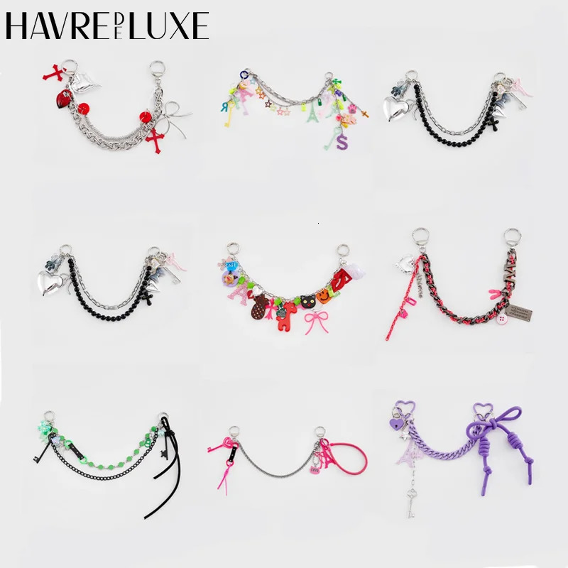 Korean Charms Keychain Bag Charms Y2K Aesthetic Vintage Colorful Keychain Bag Pendant Punk Fashion Accessories Harajuku Jewelry 250224