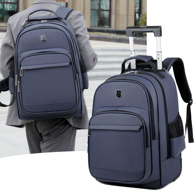 New Backpack Casual Sports and Fitness Bag Pu Pull Rod Wheel Bag Gift Backpack Carried on Both Shoulders and Dragged Day Backpack Travel Bag 241225