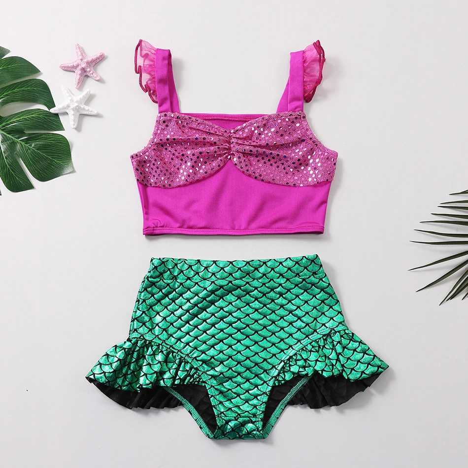 2025 Girls Summer Swimming Baby Bathing Suit Kids Little Mermaid Swimwear Swimsuit Children Princess Costume X250224