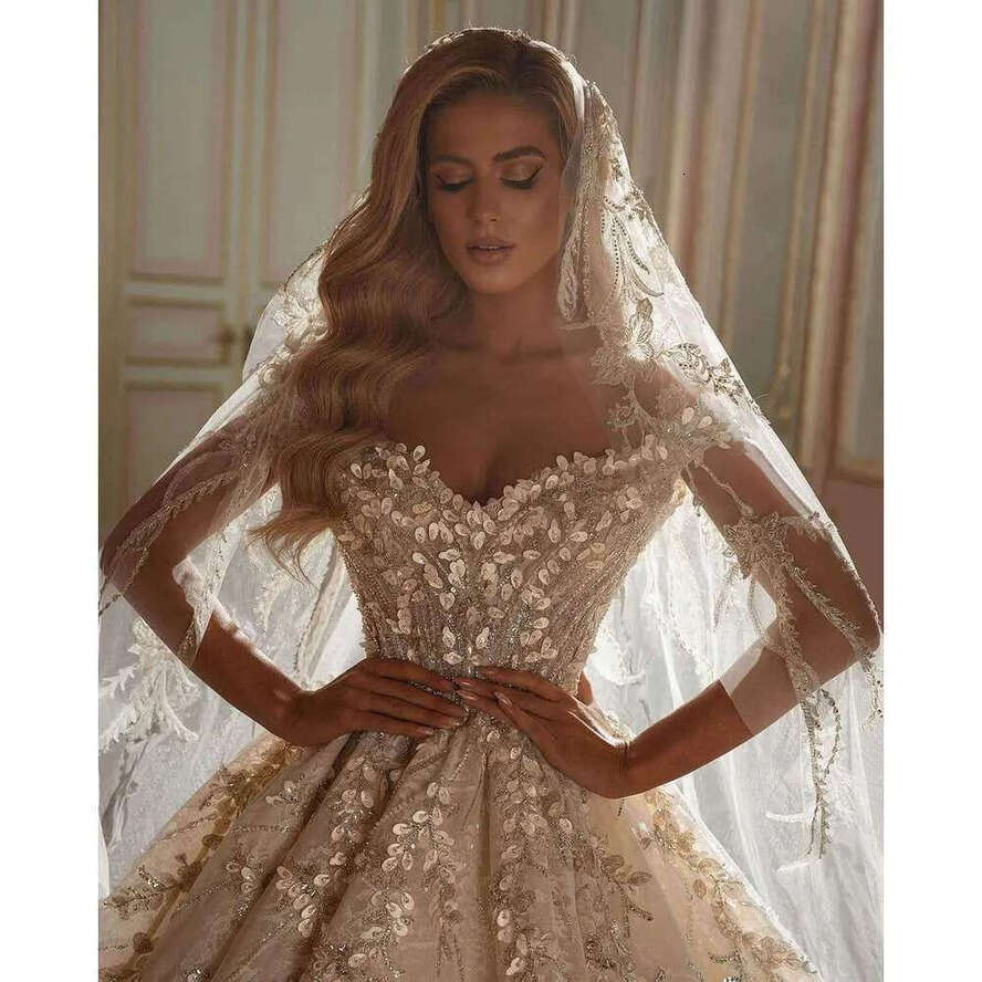 New Arrival Dresses Ball Gown Off The Shoulder Appliques Sequins Or-Length Sparkg Bride Wedding Dress Custom Made