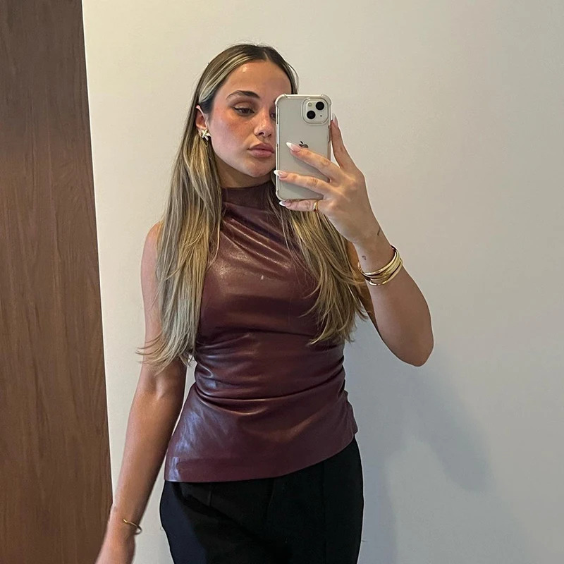 Summer Sexy Tank Tops Women Sleeveless Solid Tank Bodycon High Street Casual Vestidos Zippers Fashion Folds Camisole Female 250224