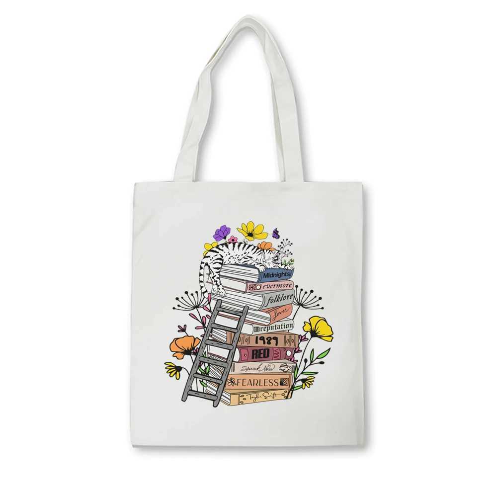Taylors Version Tote Bag Music Inspired TTPD Album Print Canvas Bag Eras Tour Anti Hero Tote Cute Travel Bag Fashion Handbag Z250224