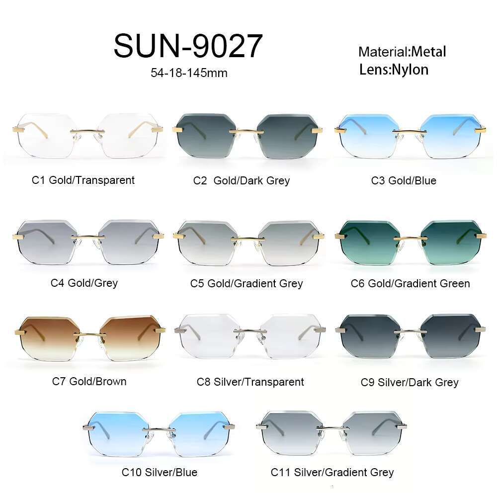 Sifier New Arrivals square Rimless Eyewear Gradient Lenses Men Shades Fashion Metal Women Sunglasses