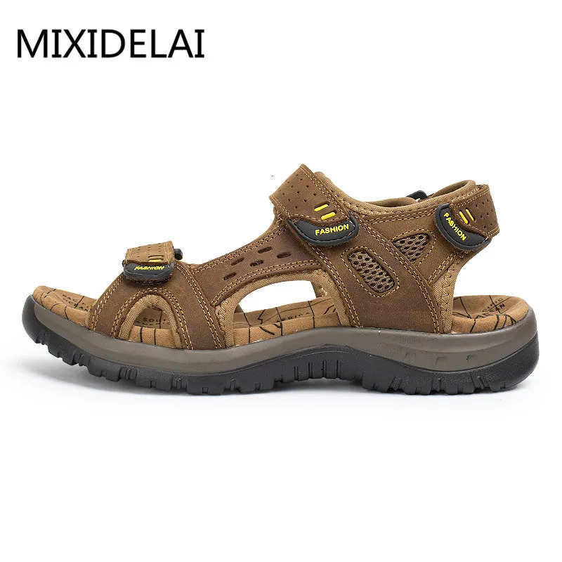 Fashion Summer Leisure Men Shoes Beach Sandals High Quality Genuine Leather Sandals Soft Large Size Mens Sandals Size 38-48 250224