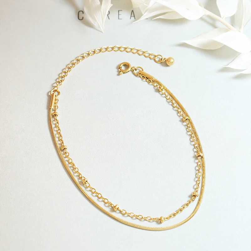 Simple Stylish Ins Detailed Double Layer Snake Bone Chain Exquisite Beaded Chain BraceletXJ250225