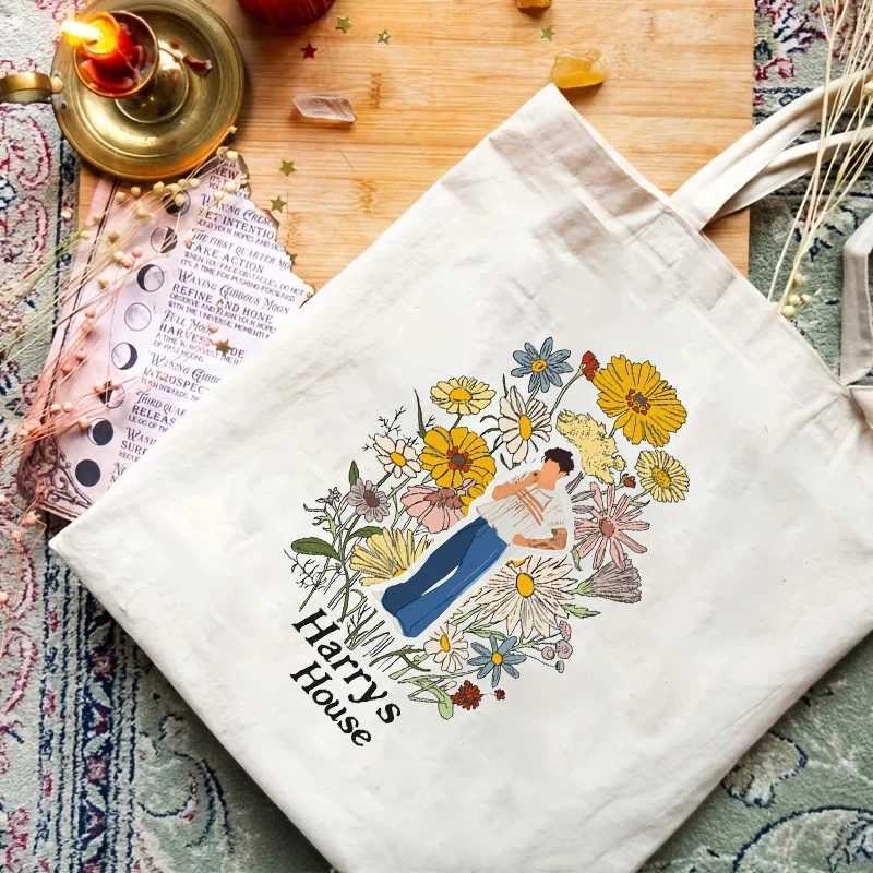 1pc Vintage Harry House Pattern Canvas Shoulder Tote Bag School Bag Handbag Shopping Gift Bag Perfect For Outdoors Travel Gift Z250224