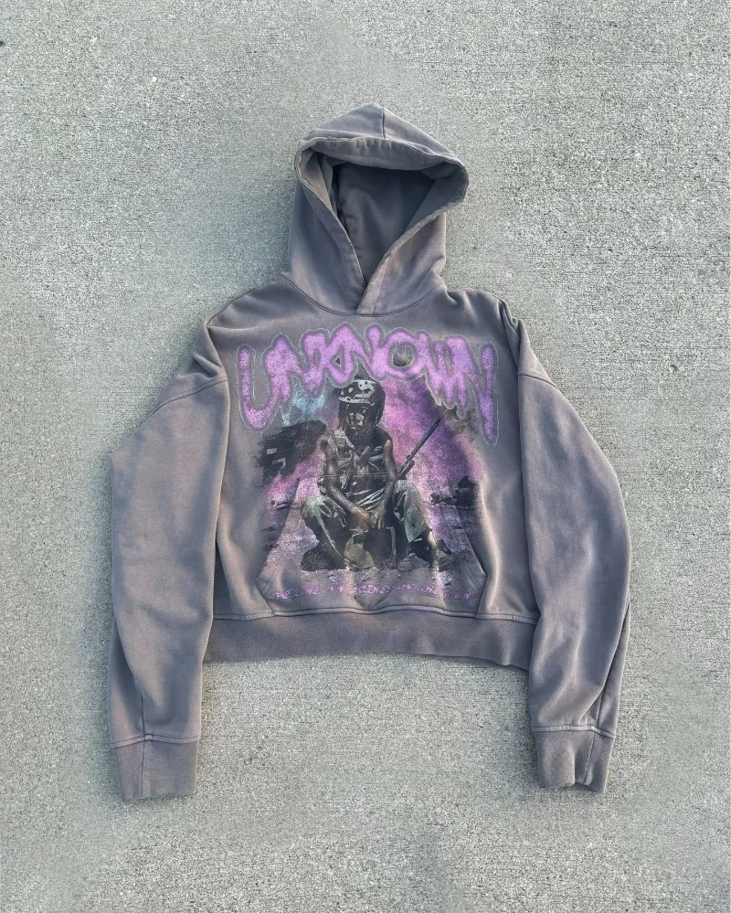 American Fashion Gothic Cartoon Letter Pattern Printed Oversized Hoodie Mens Y2K Street Loose Harajuku Versatile Sweatshirt 250224