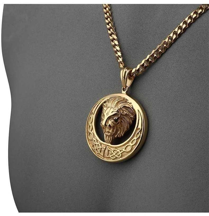 Personality Out Cubic Zirconia Lion Pendant Necklace for Men Hip Hop Rock Party Jewelry X250224