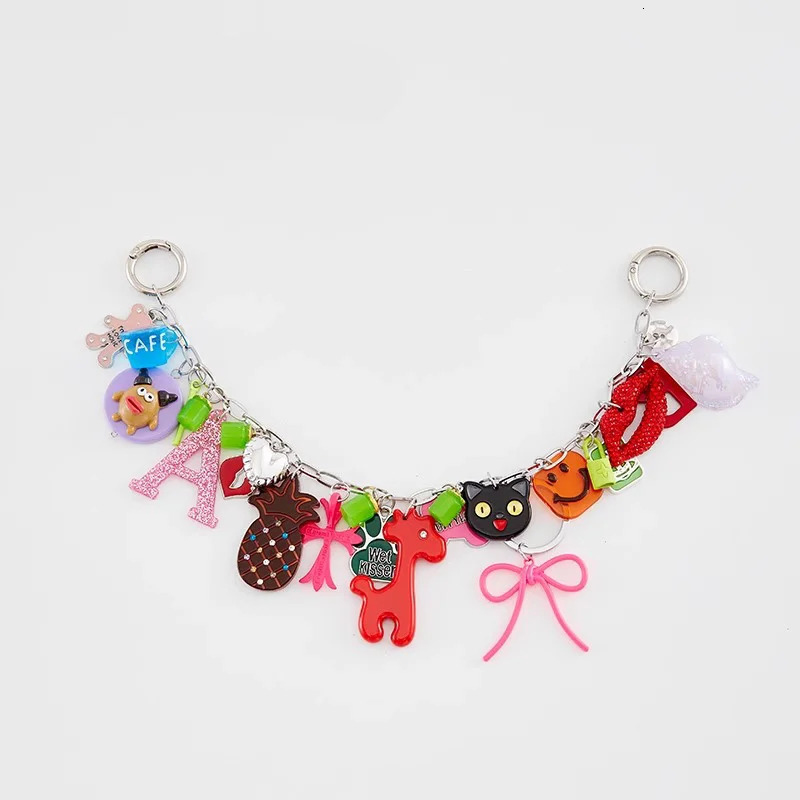 Korean Charms Keychain Bag Charms Y2K Aesthetic Vintage Colorful Keychain Bag Pendant Punk Fashion Accessories Harajuku Jewelry 250224