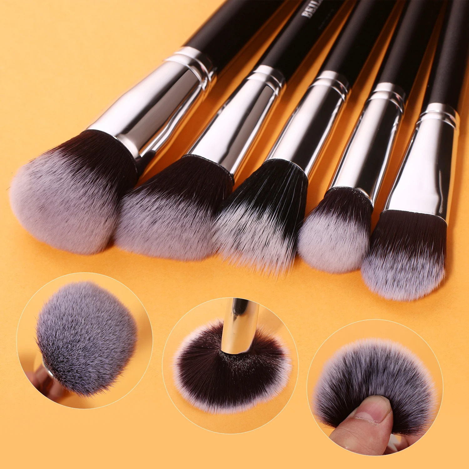 BEILI Black Makeup brushes set Professional Natural goat hair brushes Foundation Powder Contour Eyeshadow make up brushes 250305