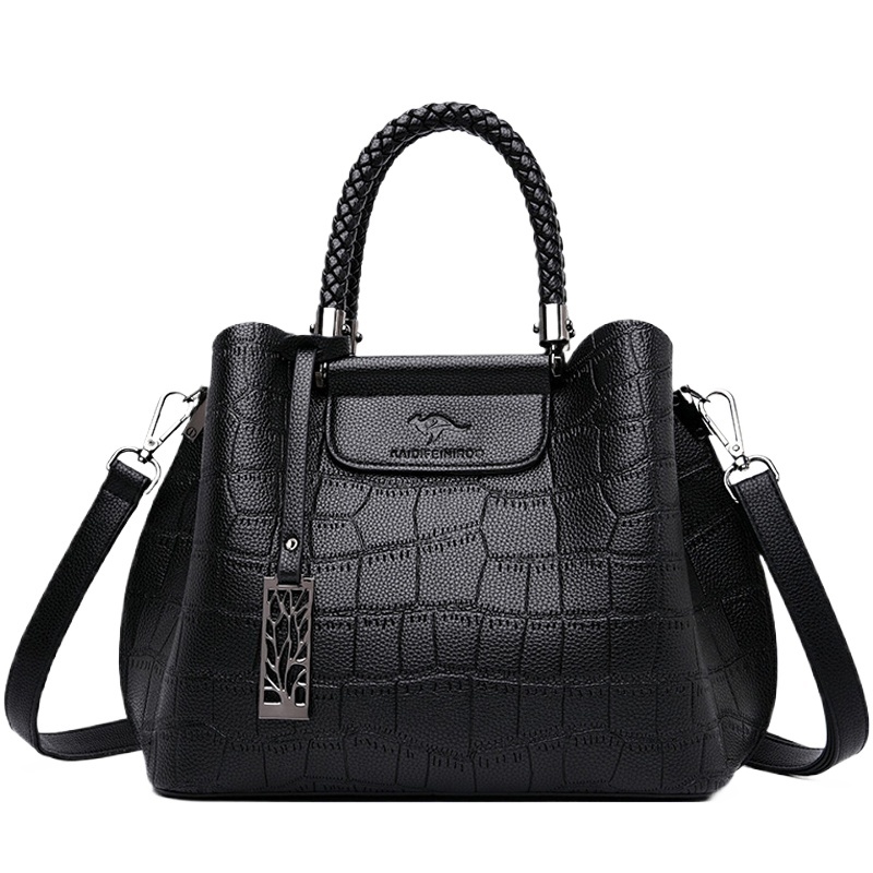 Genuine Leather Handbags For Women Hand-Knitted Crossbody Shoulder Bags Designer New Style3 Stone Pattern Ladies Tote Bag Sac A Main