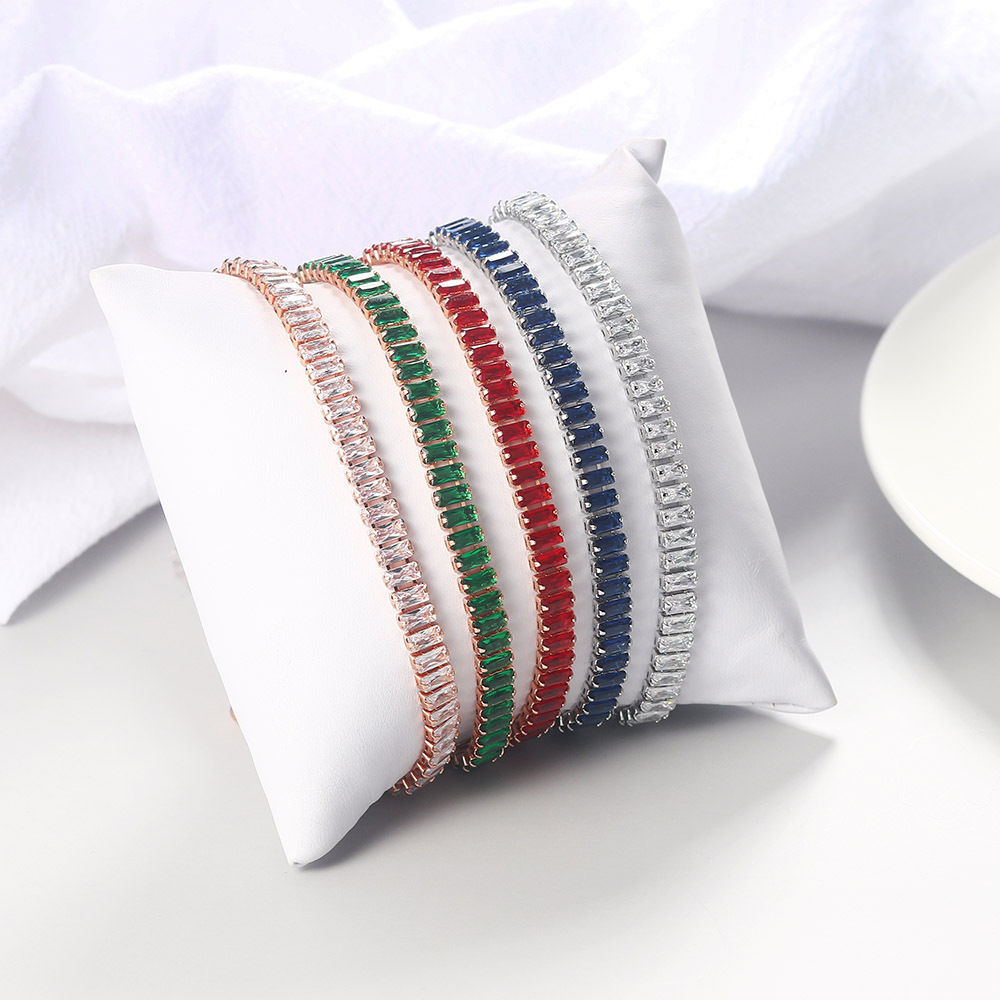 Adjustable Color Diamond Bracelets Rectangular Crystal Tennis Bracelet Fashion Accessories Creative Gift