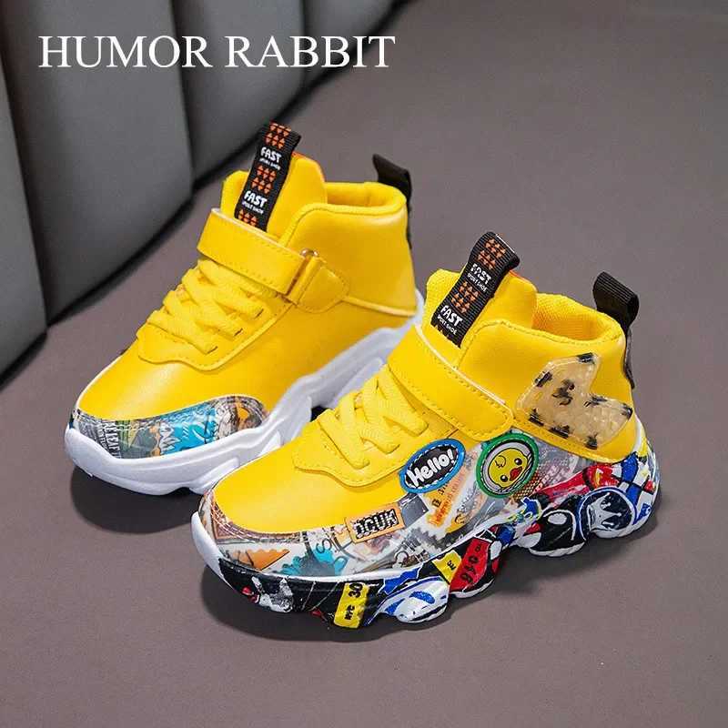 Size 26-37 childrens sports shoes childrens cartoon graffiti pattern casual shoes boys basketball shoes sports shoes W250225