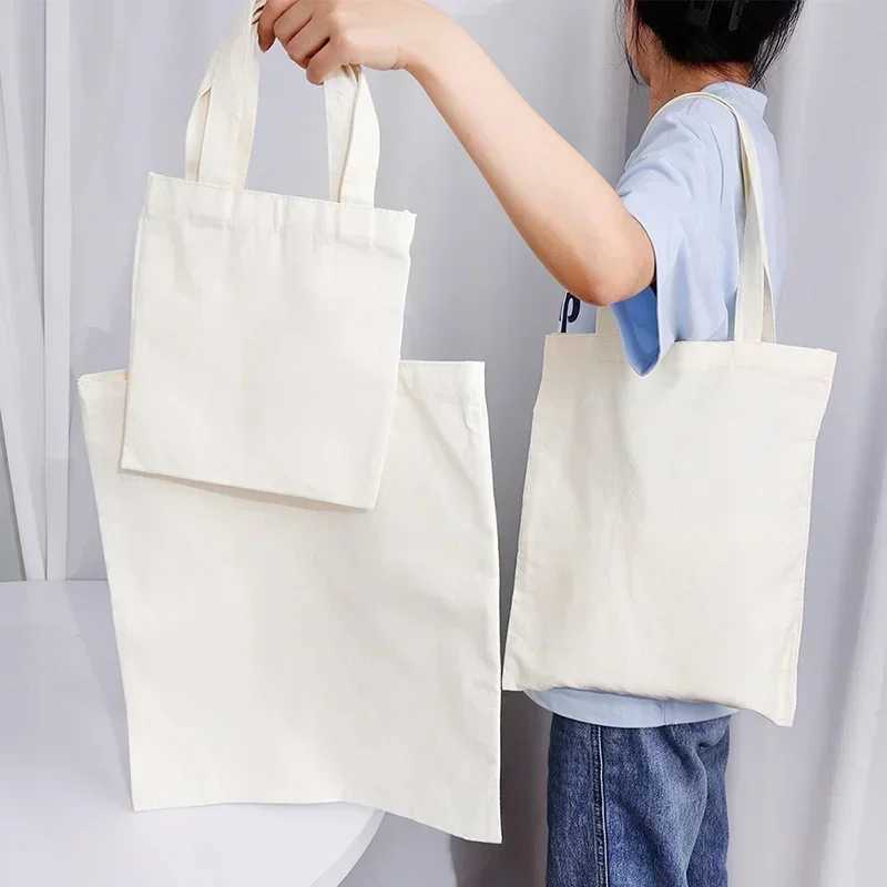 Casual Large Capacity Shoulder Bags Shopper Canvas Bag Fashion EcoTote Cotton Cloth Reusable DIY Linen Handbags for Women Man Z250224