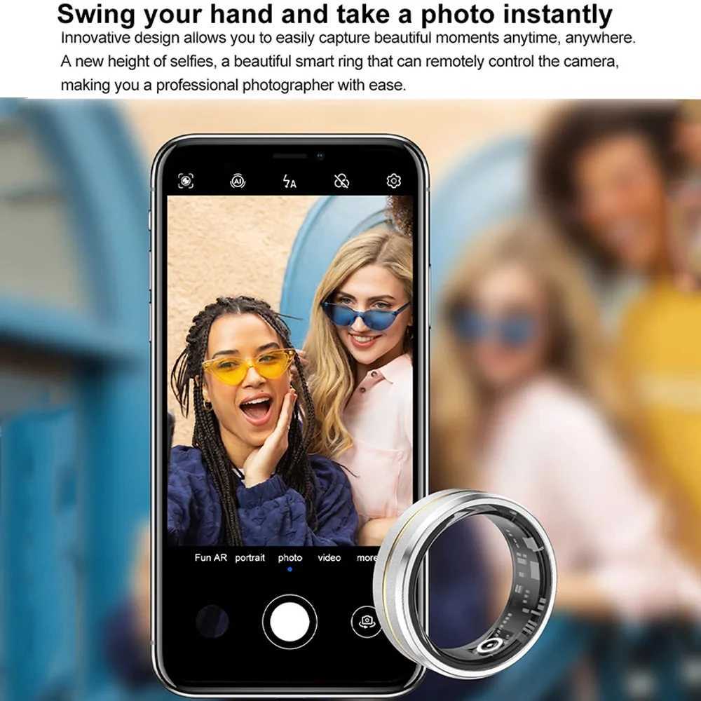 New Military Grade Titanium Steel Shell Smart Ring Remote Control Photo 24H Health Monitor 3ATM Waterproof GPS Tracker Smartring W250225