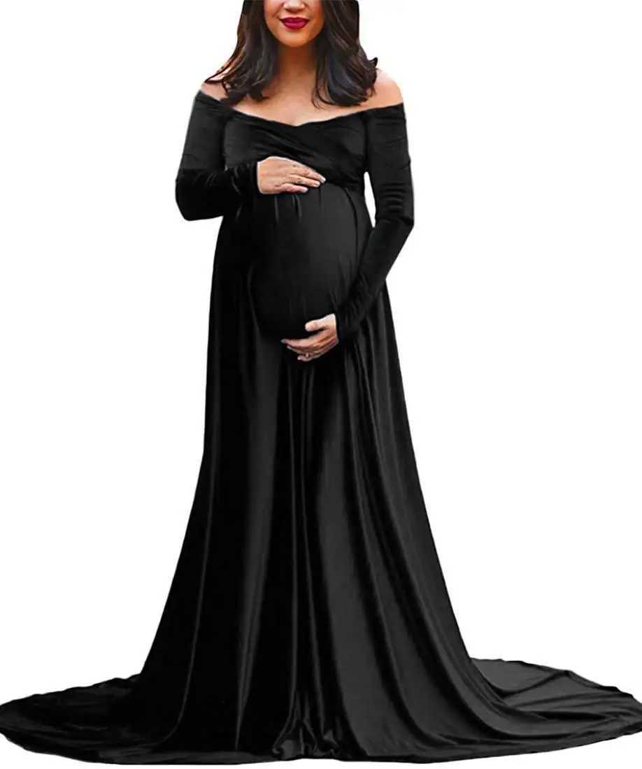 Long Maternity Shoot Dress Pleuche Elegence Pregnancy Dresses Photography Maxi Maternity Gown Photo Prop For Pregnant Women X250224