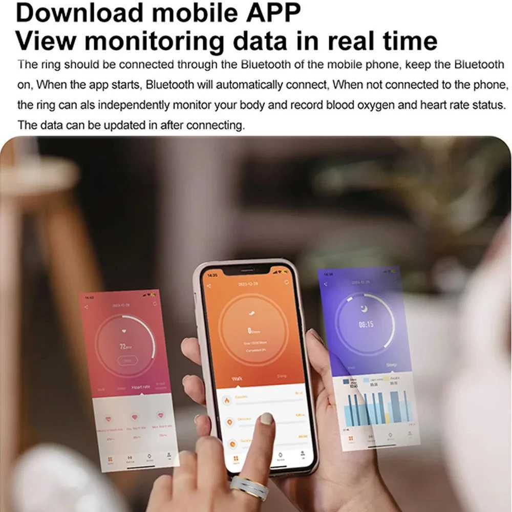 New Military Grade Titanium Steel Shell Smart Ring Remote Control Photo 24H Health Monitor 3ATM Waterproof GPS Tracker Smartring W250225