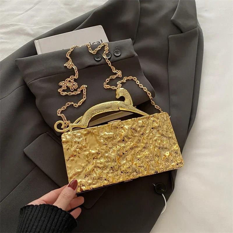 Totes Gold Women Party Evening Bag For Metal Handle Clutch Handbag Purse Chain Shoulder Crossbody Mini Box Bags B5 h7