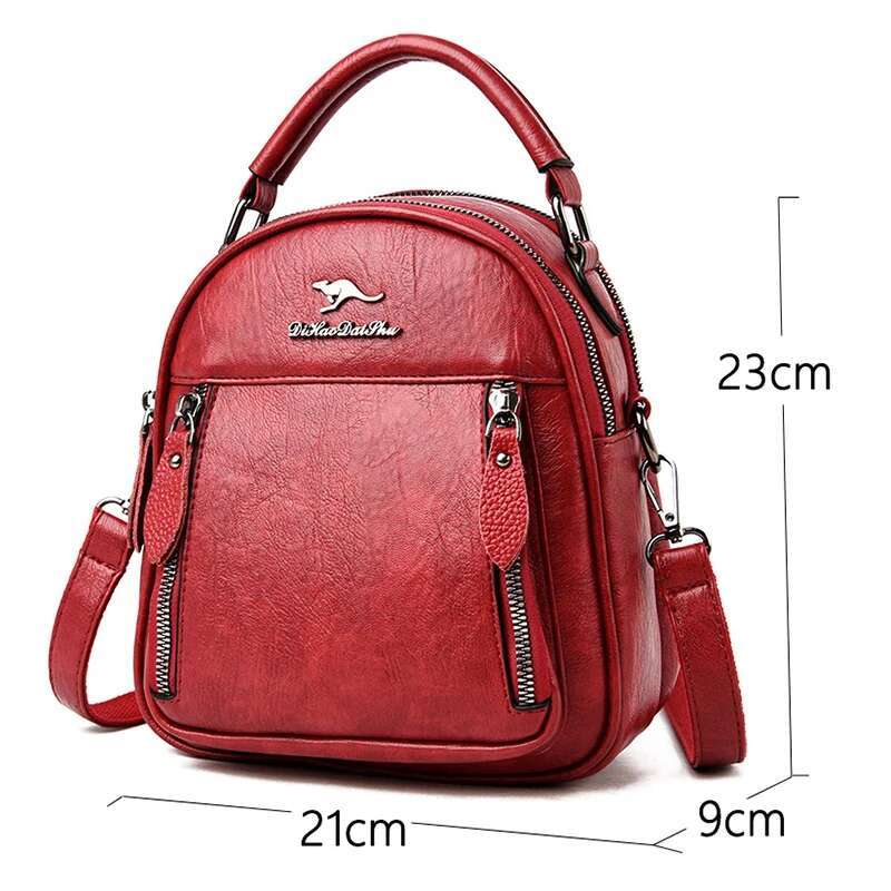 New Style4 New Women Leather Backpacks Fashion School For Girls Multi-Pocket Travel Backpack Multifunction Ladies Shoulder Bags