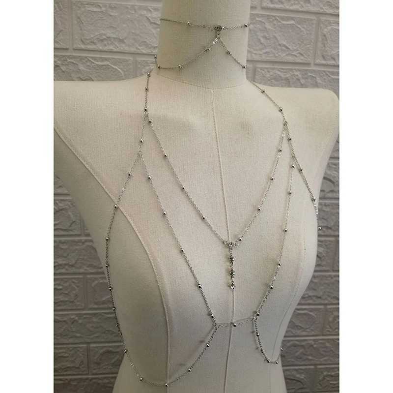 Metal Body Bust Chain Jewelry for Women Sexy Sty Hollow Bikini Ladies Breast Crystal Body Chain Decoration Fashion JewelryXJ250224