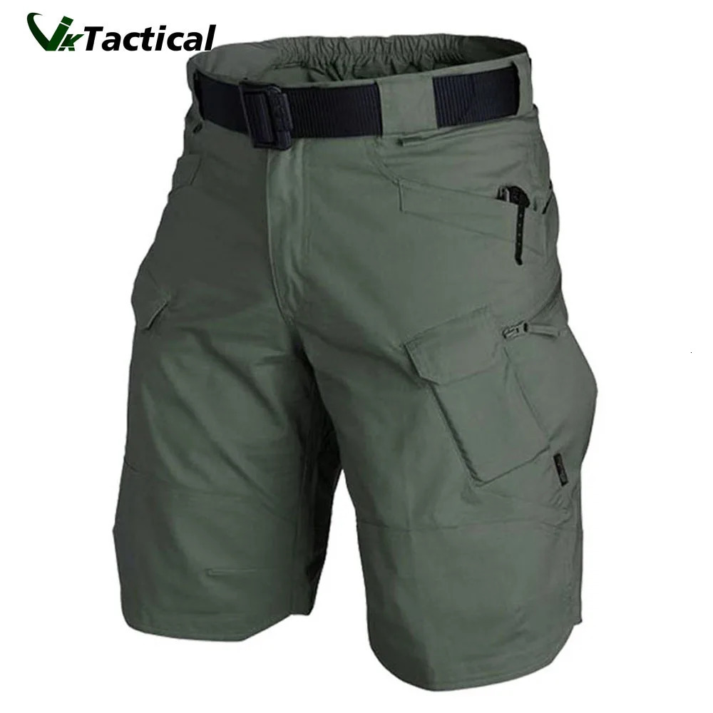 Mens Urban Military Tactical Shorts Outdoor Waterproof Wear Resistant Cargo Quick Dry Multi pocket Plus Size Hiking Pants 250214