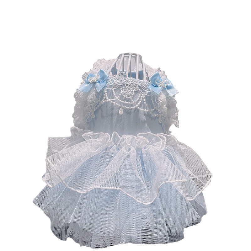 Designer Princess Dog Lace Dress Spring Summer Pet Dresses Sweety Butterfly Party Clothes for Small Dogs