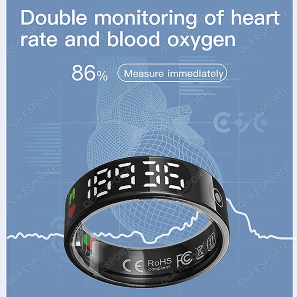 2025 New LED Screen Display Smart Ring For Xiaomi Ring Health Monitor Gesture Swipe Video/Brush Touch 5ATM Waterproof Smartring W250225