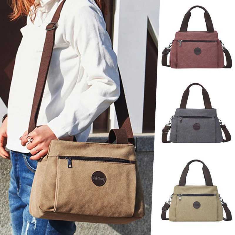 Casual Womens Bag Canvas Ladies Single-shoulder Messenger Bag Womens Large-capacity Multi-compartment Canvas Bag Z250225