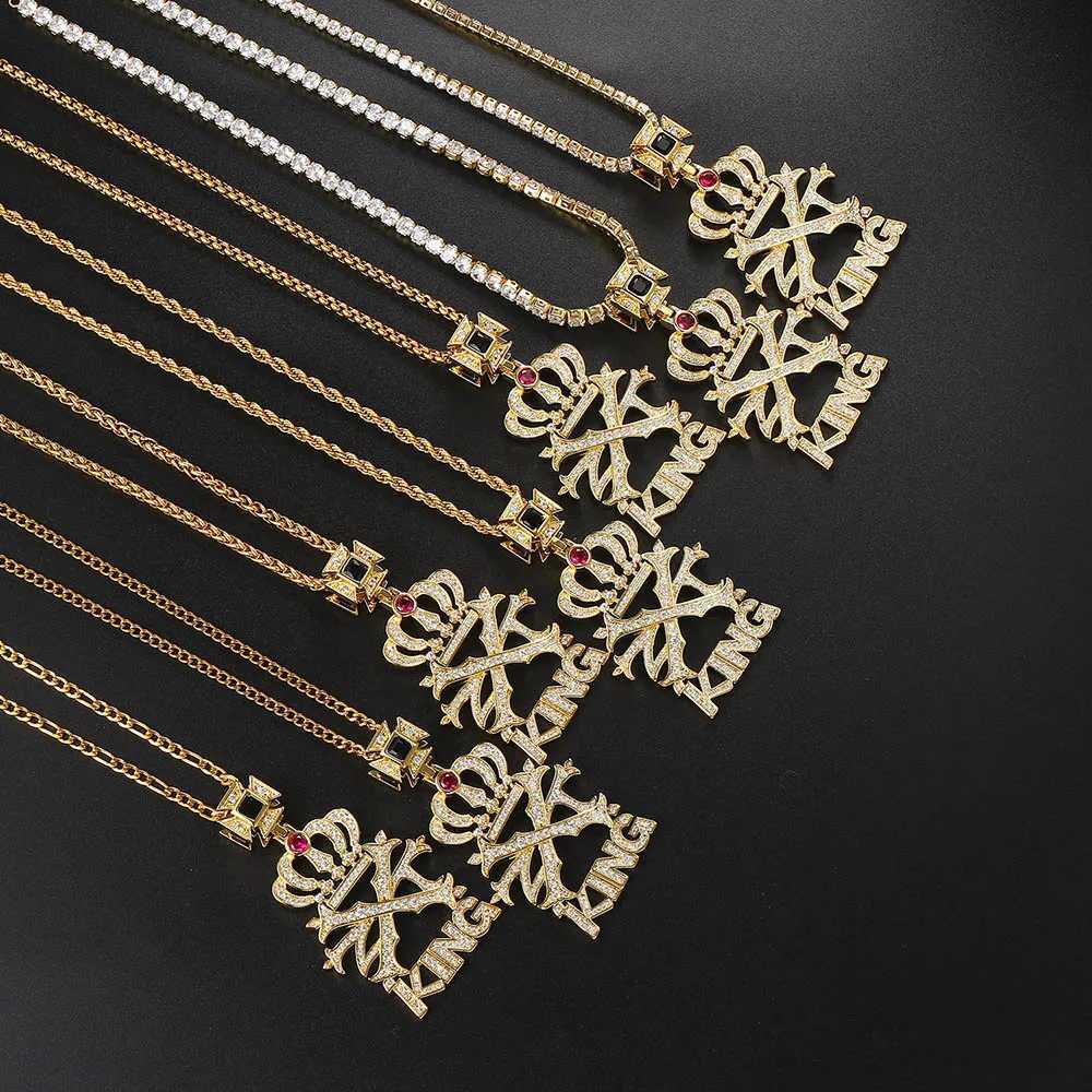 Hip Hop Out Pendant Necklace for Men Wen King Crown Pendants Stainless Steel Cuban Link Chain Punk ie Jewelry OHP114 X250224
