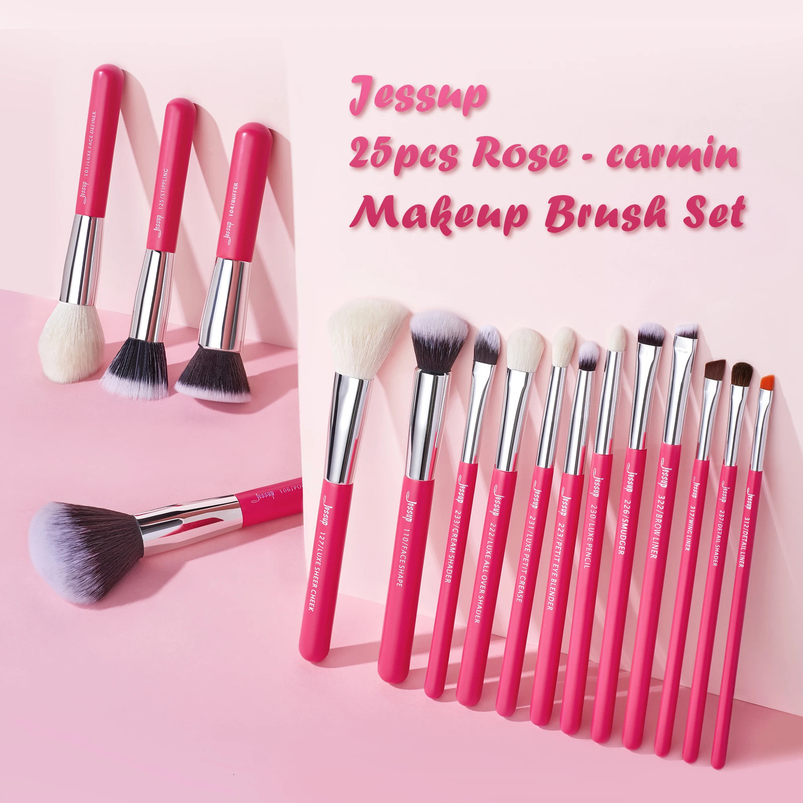 Jessup Makeup brushes set 25pcs Make up Brush Professional Natural-Synthetic Foundation Powder Blending Eyeshadow T195 250305