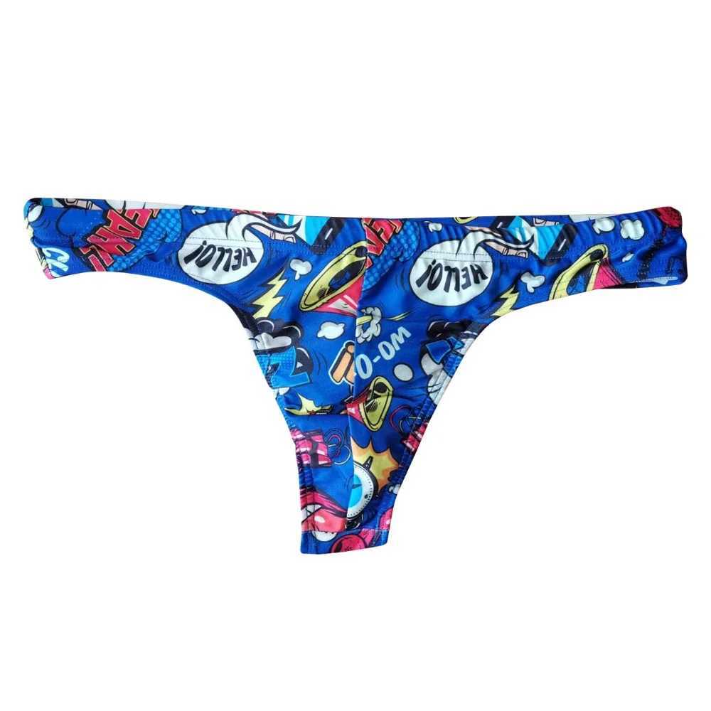 Mens Traditional Swim Thong Swimwear Fun Pop Style Low Rise Bikini Bathing Suit Sexy Swimsuit Beach Underwear with Drawstring W250224