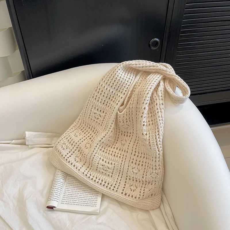 Casual Knitted Hollow Out Knitted Women Shoulder Bags Woolen Weave Large Capacity Tote Bag Summer Beach Bag Big Shopper Purses