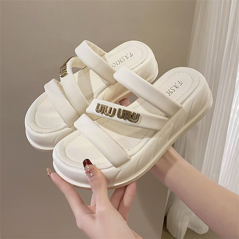 free shipping designer Sandals for woman outdoor breathable shoes soft sole Solid Beach white slipps womans