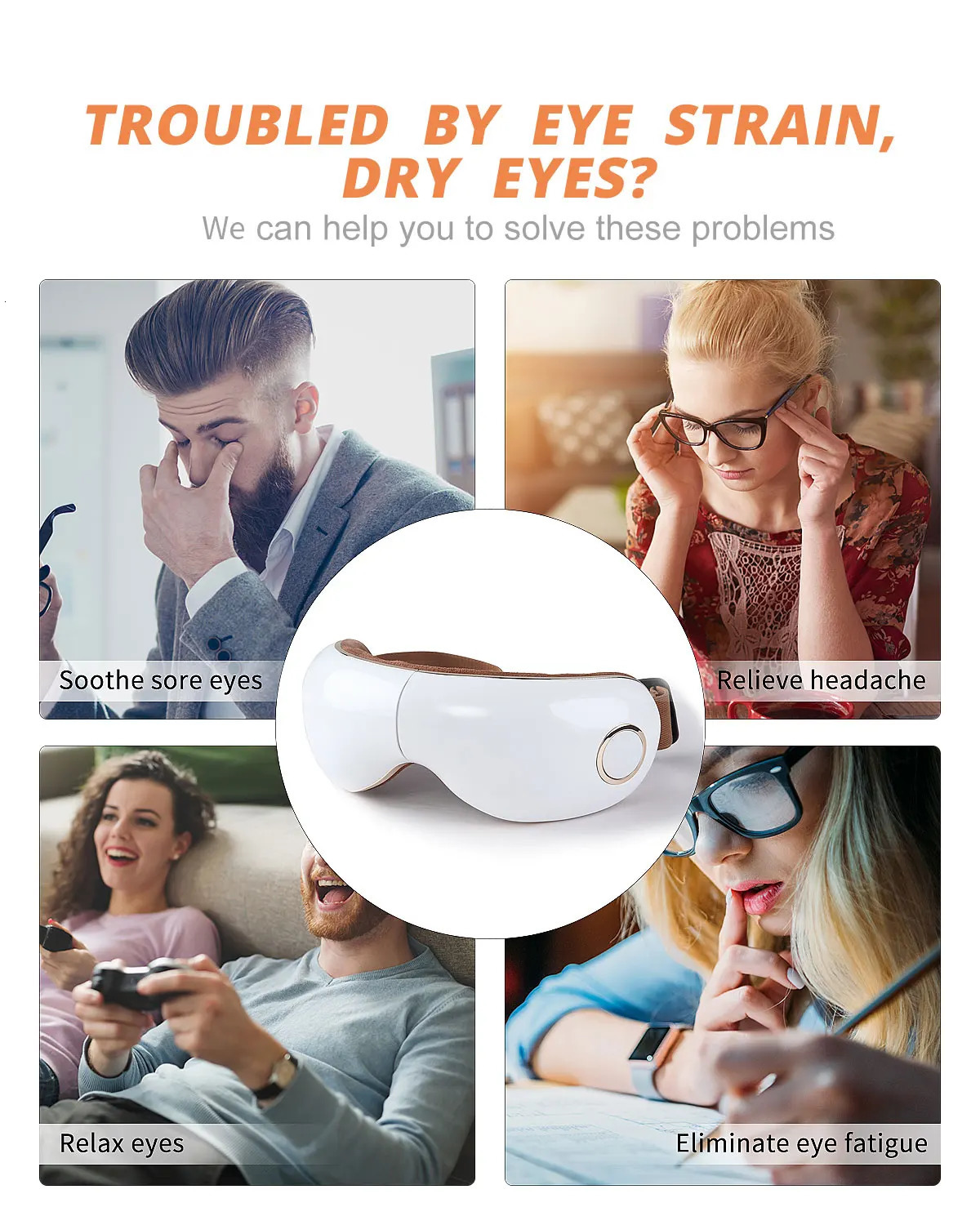 Foldable thermal massager with compression vibration reduces eye fatigue and improves sleep 250219