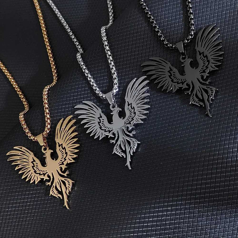 Trendy Phoenix Pendant Necklace for Wen Girls Stainless Steel Gold Color Neck Chain Choker Lucky Bird Jewelry Gift X250224