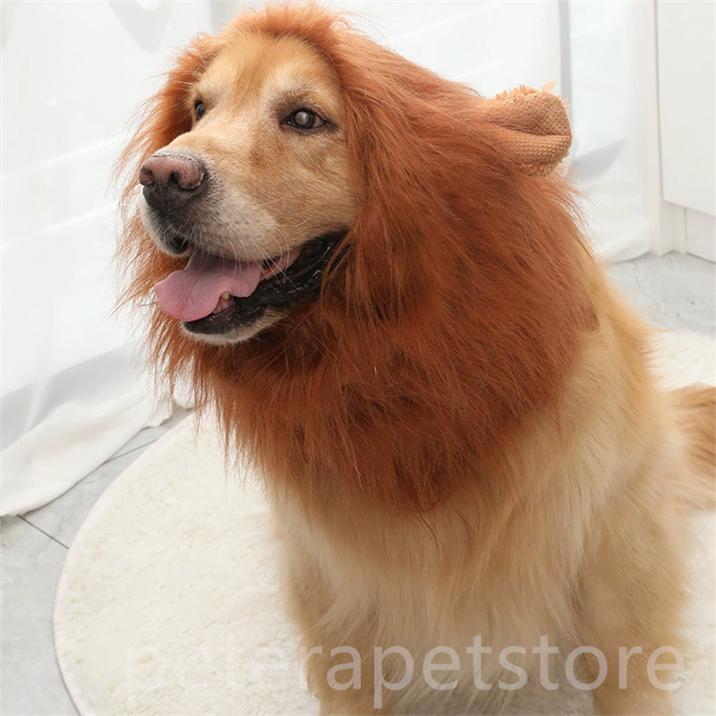 Pet dog funny plush lion head cover golden retriever funny transformation costume corgi wig pet hat