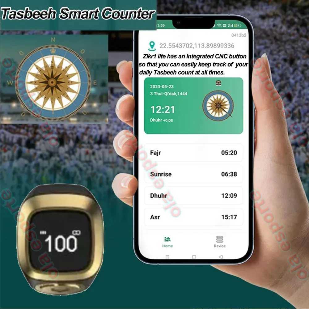 Iqibla Zikr1 Lite Intelligent Tasbih Digital Counter Used for Muslim Tasbih Zikr Ring 5 Prayer Time Vibration Reminder Waterproof W250225