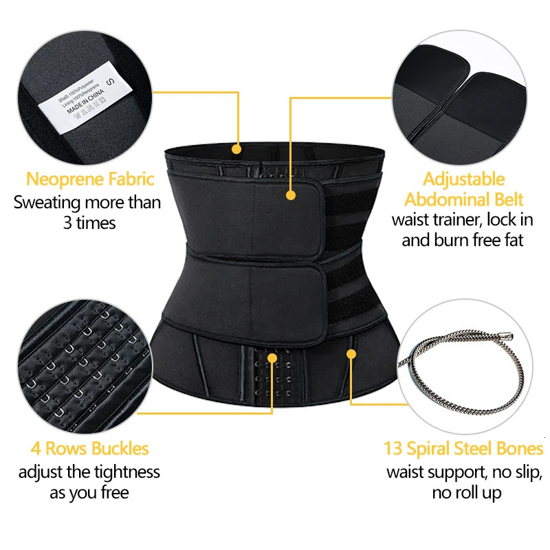13 Steel Boned Waist Trainer Corset Cincher Sauna Sweat Faja Sport Girdle Slimming Shaper Abdominal Trimmer Belt Straps Modeling 250224