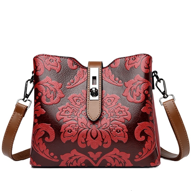 Chinese Style Women Handbag Three Layers Large Capacity Soft Leather Purses High Quality Crossbody Shoulder Bags Casual Tote Bag