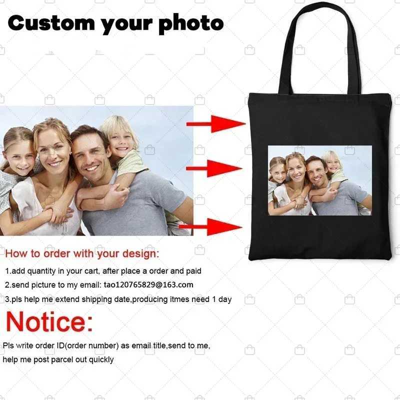 Customized Canvas Bags Shopper Shoulder Bag Big Women Designer Handbags Shopping Tote Casual Woman Grocery Customizable Fabric Z250224