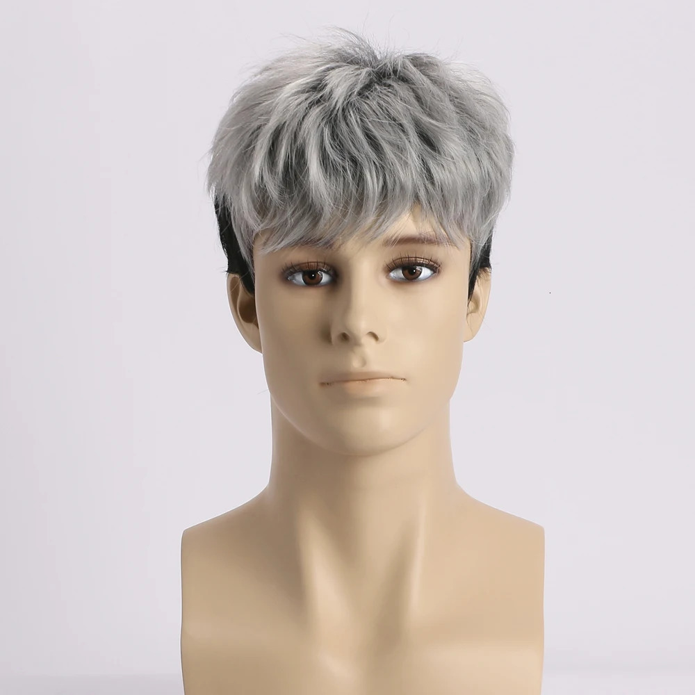 10 Inch Short Natural Synthetic Curly Wigs For Men Heat Resistant Fiber Hair Wig For Daily Use Holiday Halloween Costume Party 250224