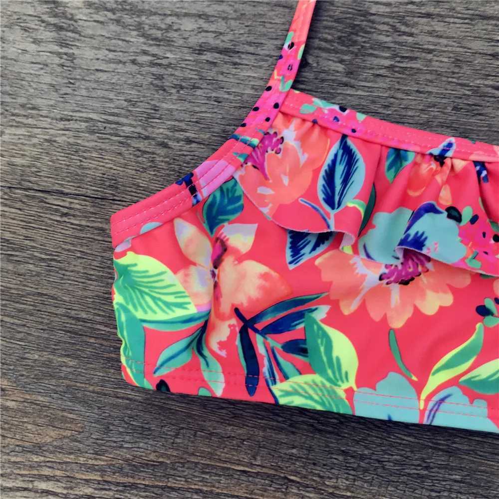 7-14 Years Girls Swimsuits 2 Pieces Bikini Sets Printing Flower Girl Bikinis Children Swimwear Kids Bathing Suit Girl Beachwear X250224