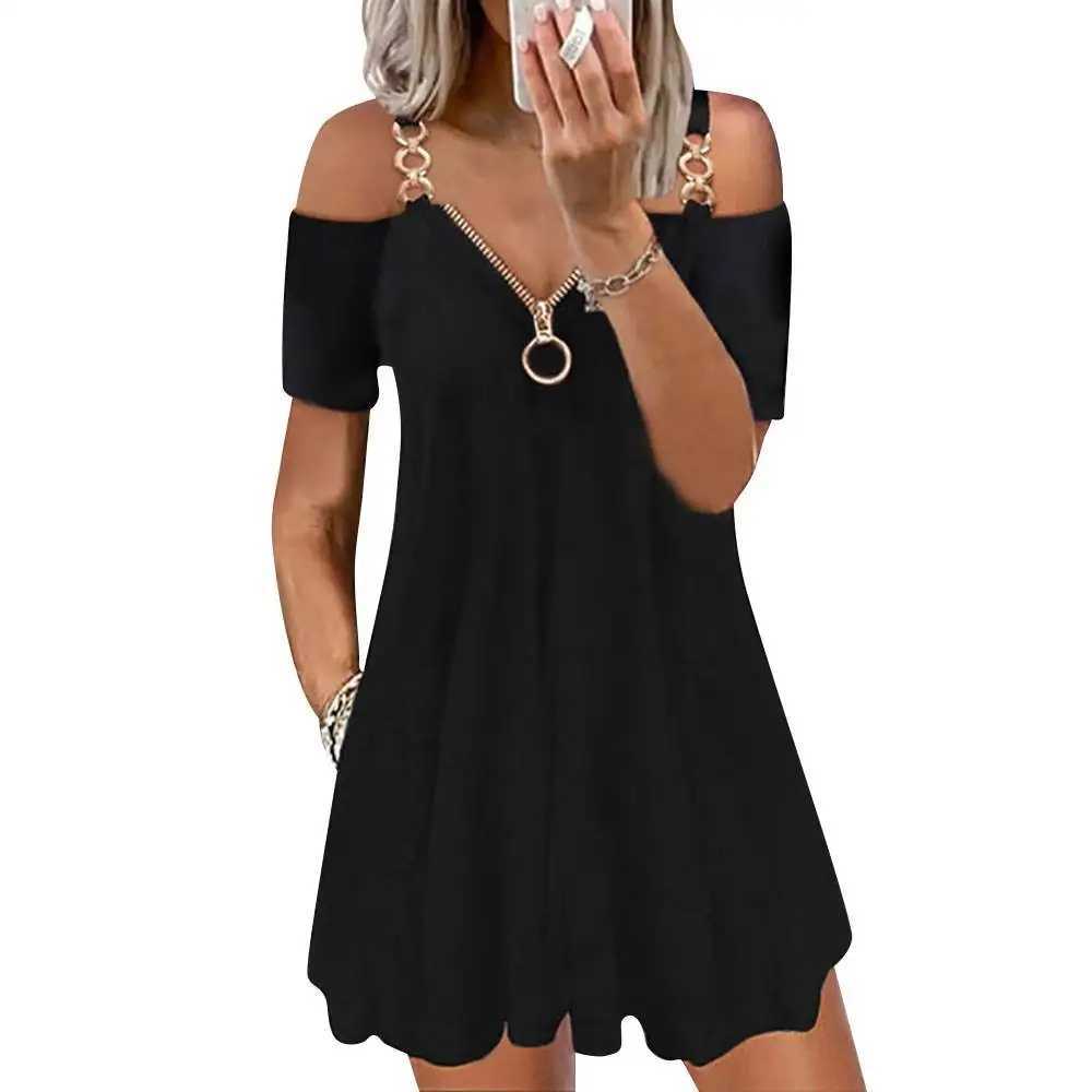 Casual Loose Sveless Dress for Women Clothing 2024 Summer Korean Fashion Slim Solid Vacation Beach Sexy Shorts Sundress M XXLXJ250224