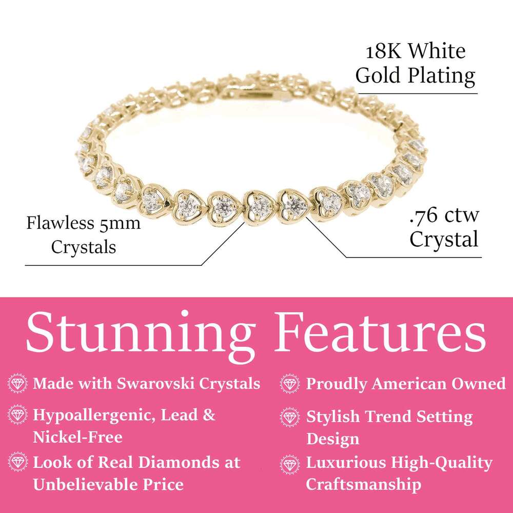 Yellow Gold Plated Tennis Bracelet with Simulated Dias Gift for Women